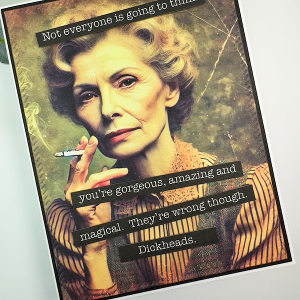 Snarky Sarcastic Old Lady Card: Handmade Bestie Friendship Funny Vintage Silly Sassy  Retro