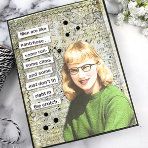 Snarky kaart, grappig, hilarisch, handgemaakt, kaart voor vriend, kaart voor vriend, kaart voor haar, pittige, retro, vintage, humoristische, sarcastische kaart