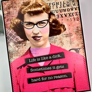 Snarky kaart, pittig, handgemaakt, grappig, hilarisch, kaart voor vriend, sarcastisch, ongepast, humoristisch, retro, vintage, gewoon omdat, dom
