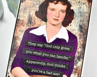 Snarky Handmade Greeting Card, Funny Humorous Retro Vintage Friendship Bestie Card