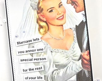 Snarky Wedding Card: Funny Engagement Card, Husband, Wife, Couple, Sassy Vintage, Retro Sarcastic Humorous