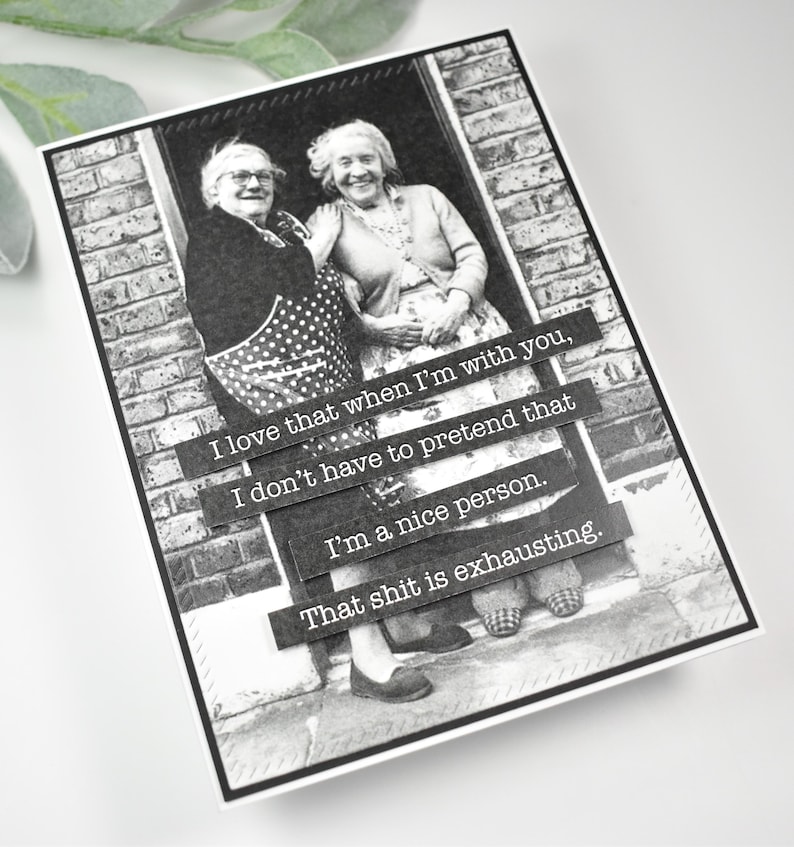 Snarky Old Lady Card: Funny Sarcastic Bestie Handmade Card Hilarious Inappropriate Vintage Retro Humorous image 4