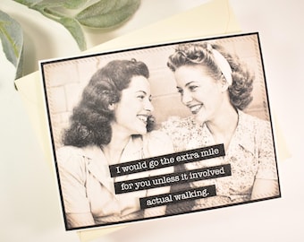 Snarky Old Lady Card: Funny Sarcastic Bestie Handmade Card Hilarious Inappropriate Vintage Retro Humorous