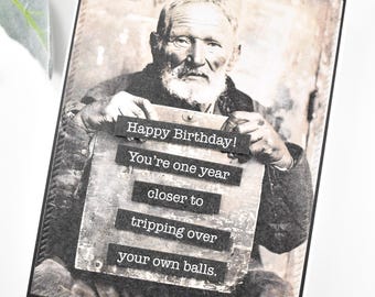 Snarky Retro Birthday Card: Humorous Sassy Greeting for Him