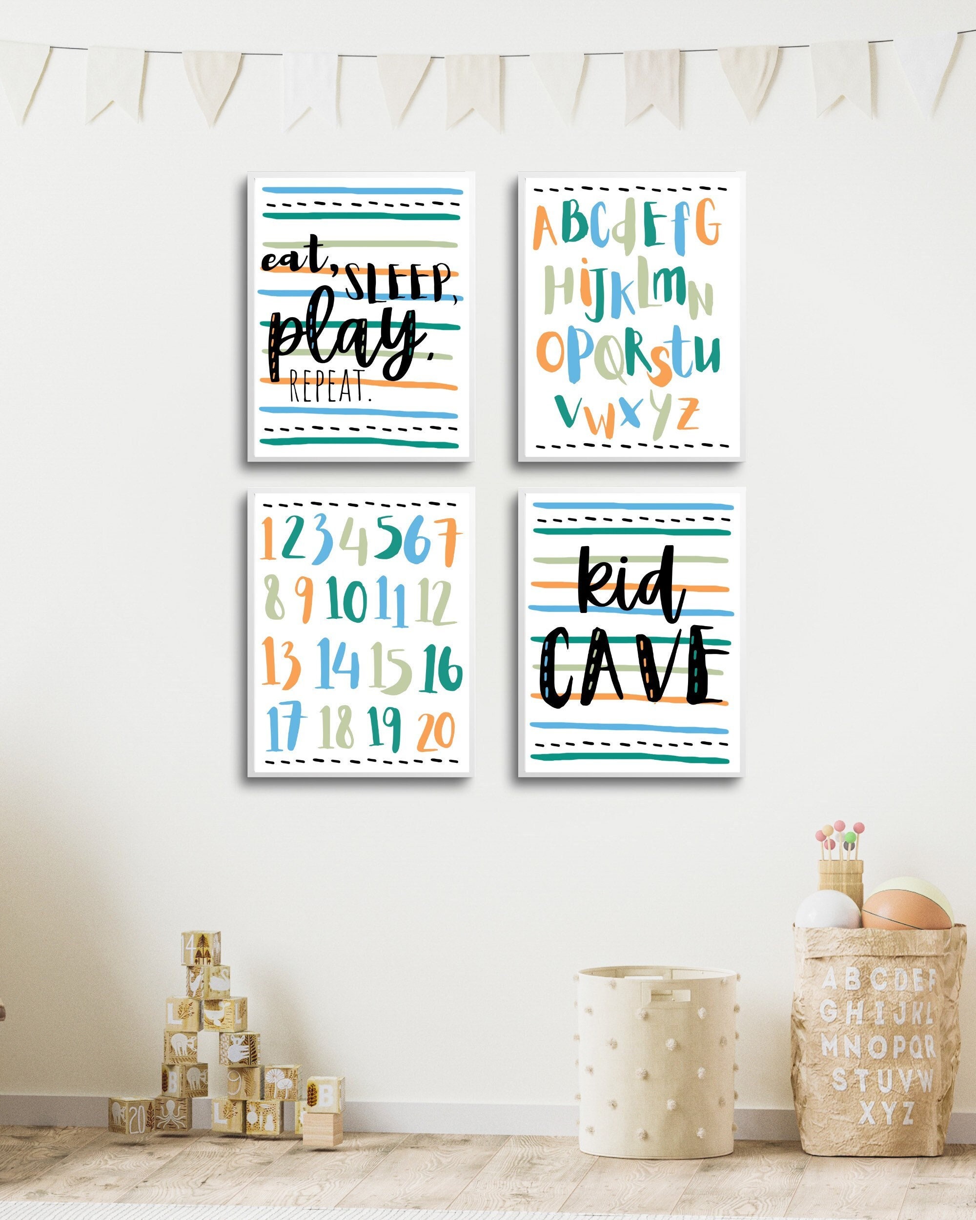 Playroom Sign, Playroom Wall Decor, Playroom Wall Art, Kid Cave Sign, ABC Poster, ABC Print ...