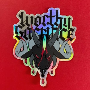 Black Goat Holographic Sticker Worthy Sacrifice image 1