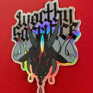 Black Goat Holographic Sticker Worthy Sacrifice image 8