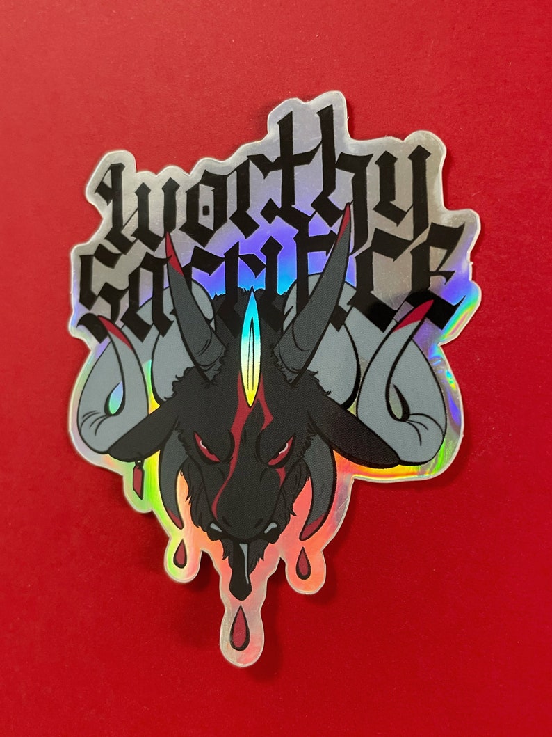 Black Goat Holographic Sticker Worthy Sacrifice image 8