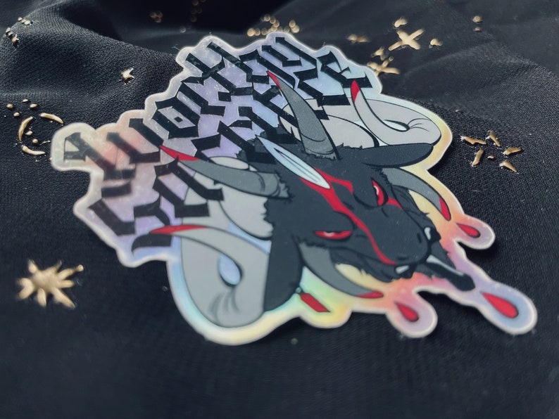 Black Goat Holographic Sticker Worthy Sacrifice image 3