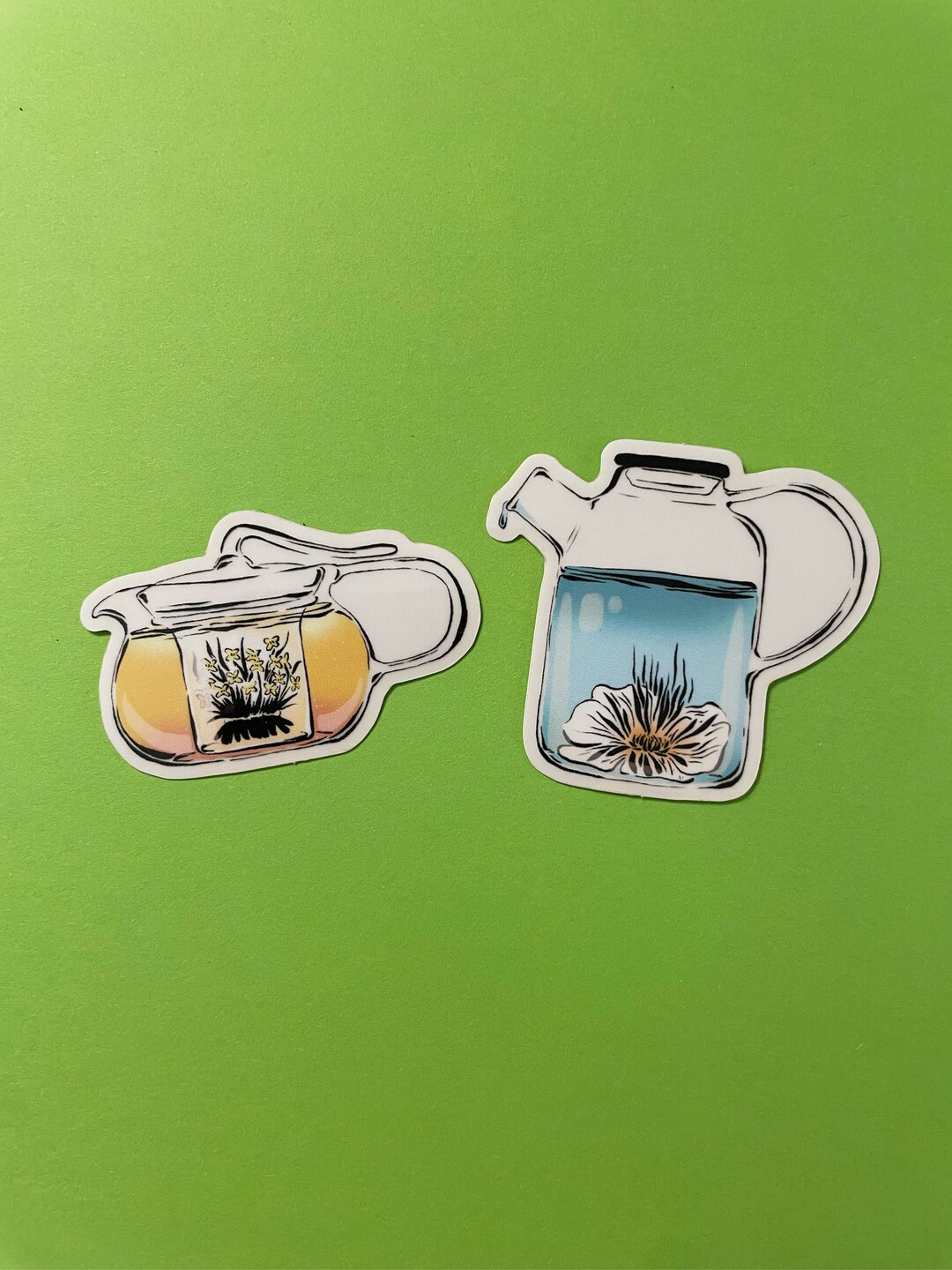 Transparent Flowering Tea Stickers Glass Teapot Sticker Pack Etsy