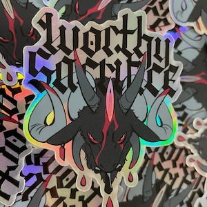 Black Goat Holographic Sticker Worthy Sacrifice image 9