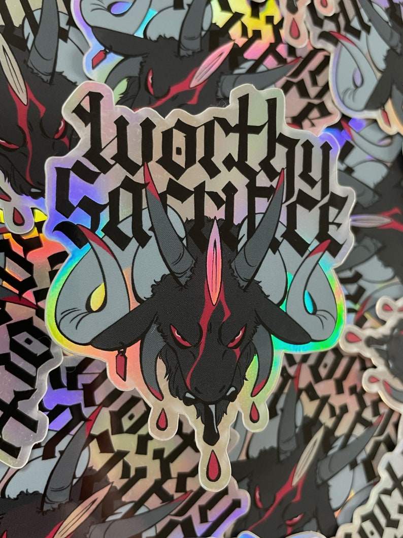Black Goat Holographic Sticker Worthy Sacrifice image 9