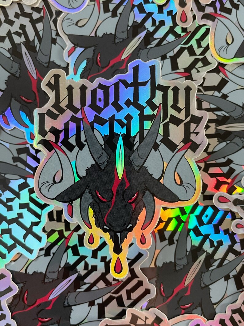 Black Goat Holographic Sticker Worthy Sacrifice image 2