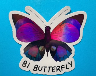 Bi Pride Butterfly Shiny Vinyl Bisexual Flag Sticker