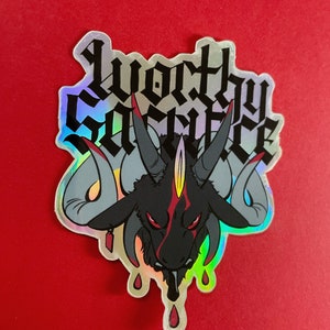 Black Goat Holographic Sticker Worthy Sacrifice image 7