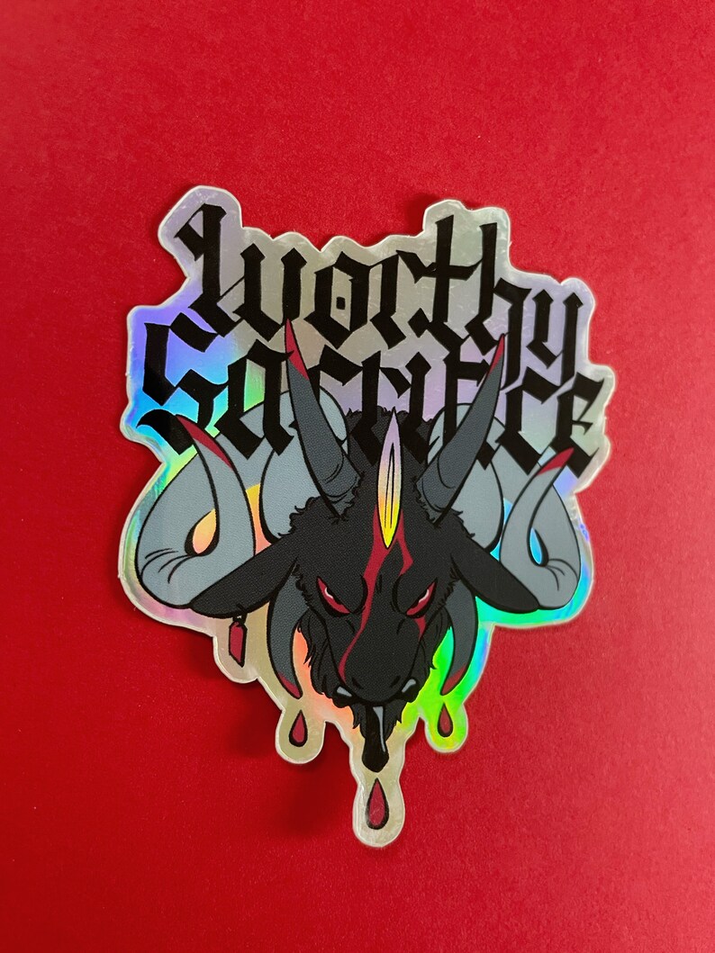 Black Goat Holographic Sticker Worthy Sacrifice image 7