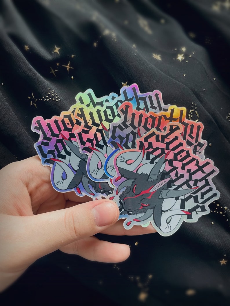 Black Goat Holographic Sticker Worthy Sacrifice image 5