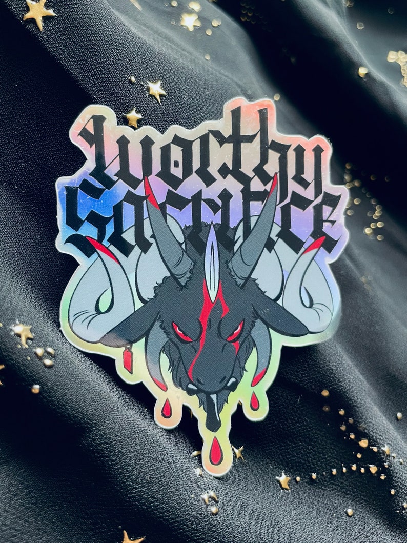 Black Goat Holographic Sticker Worthy Sacrifice image 4