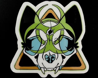 BIOHAZARD! Cat Skull Glow in the Dark Glossy Vinyl Sticker