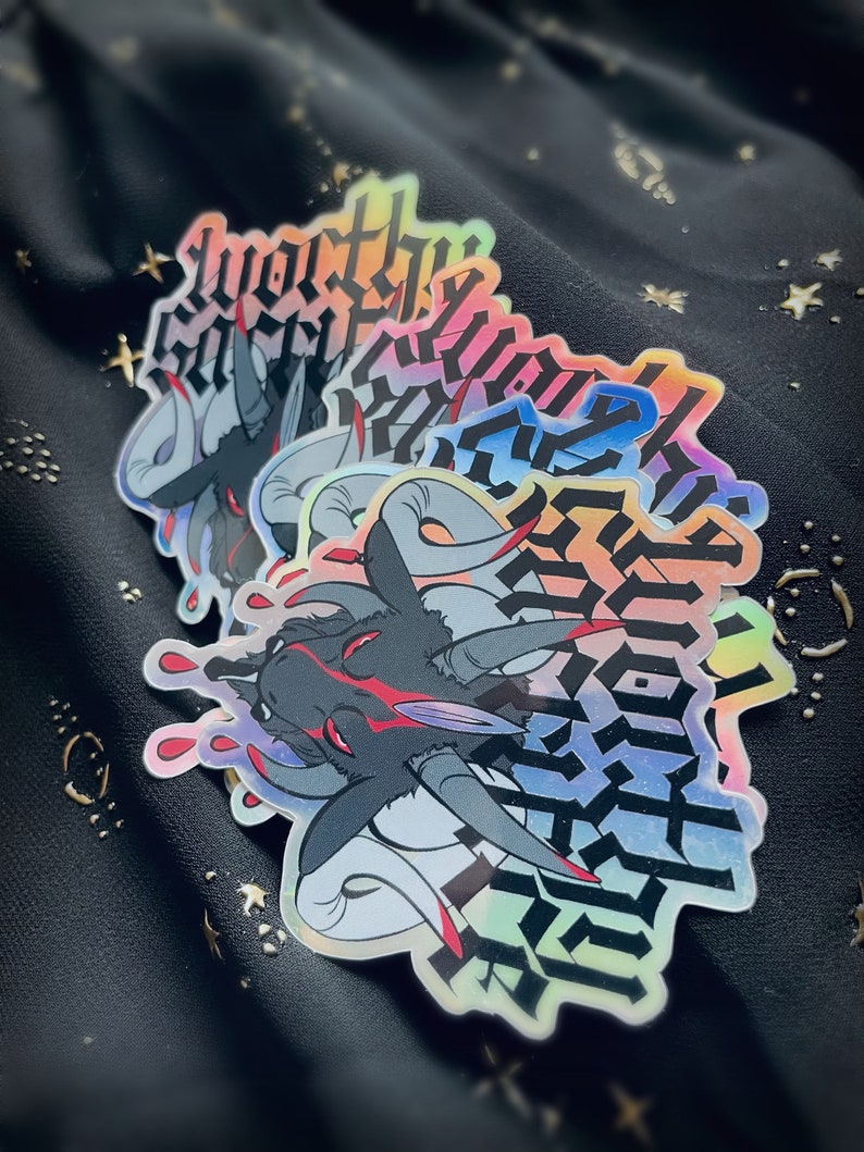 Black Goat Holographic Sticker Worthy Sacrifice image 6