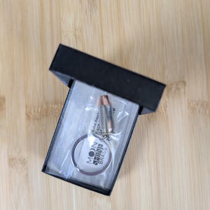 Real Bullet Flat Key Ring & Strong Key Chain 45 ACP Hornady 185 Gr XTP Hollow Point, Handmade in USA, Pistol Caliber Gift for Him or Her