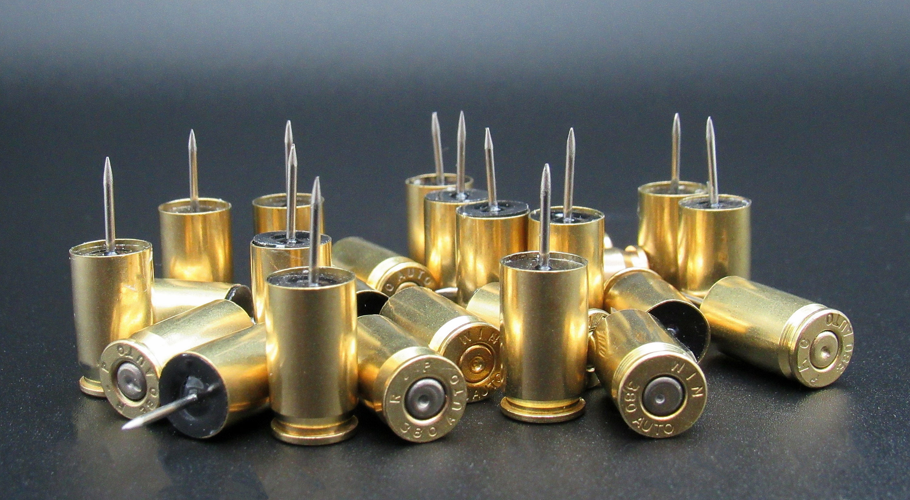 25pk Bullet Push Pins 380 ACP Brass Bullet Cases Thumb Etsy