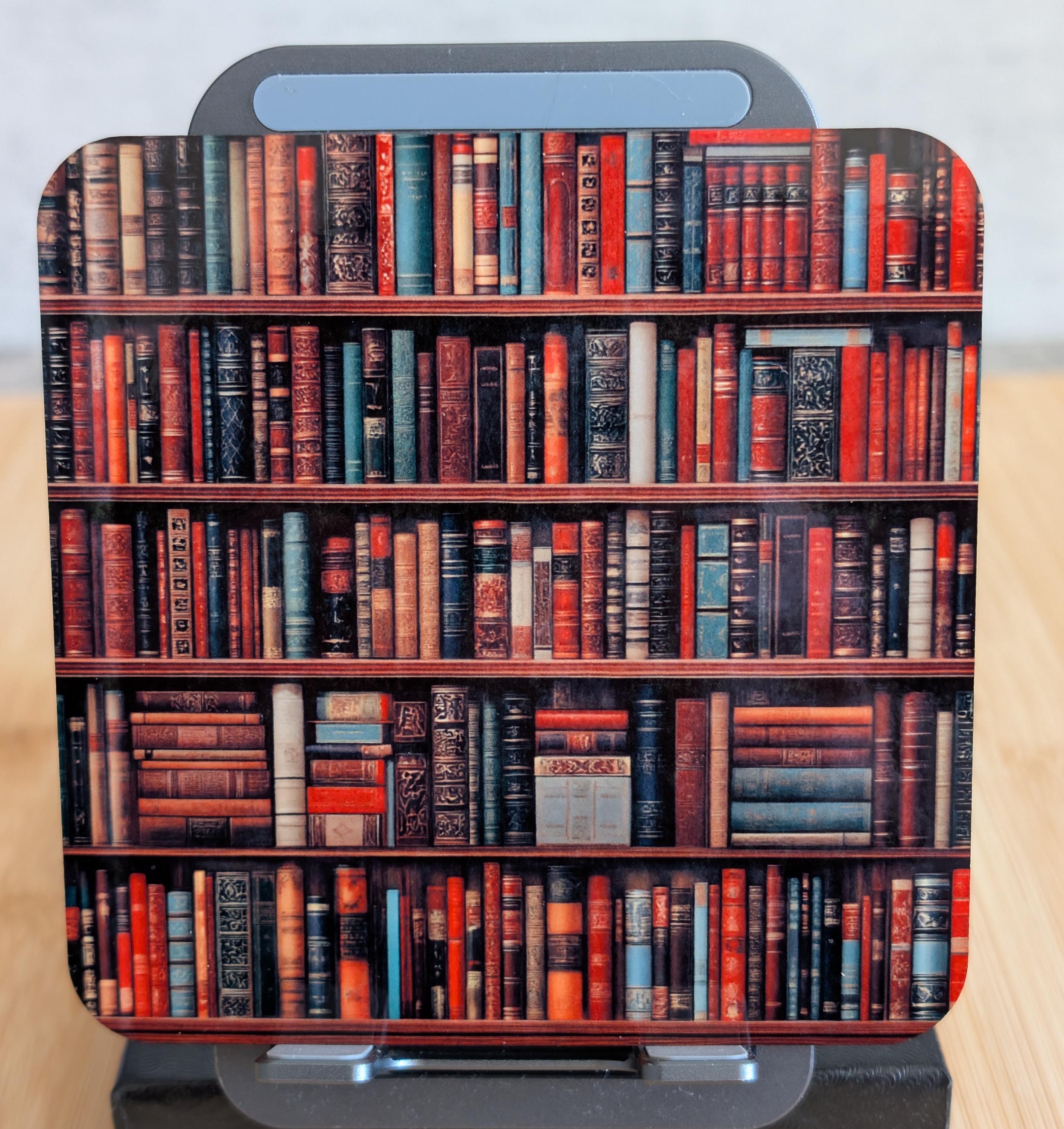 Realistic Library Bookshelf Coasters – Set of 4 Classic 3.93