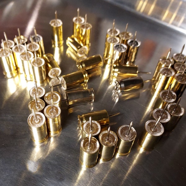 25pk Bullet Push Pins 380 ACP, Brass Bullet Cases, Thumb Tacks, Brass Bullet Cases, Push Pins