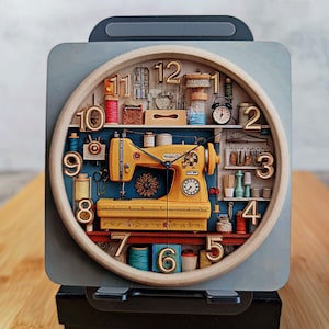 Sewing Machine Clock Coaster Set – Vintage Sewing Decor and New MDF Option