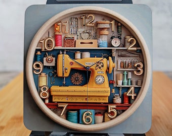 Sewing Machine Clock Coaster Set – Vintage Sewing Decor and New MDF Option
