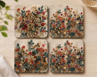Boho wildflower coasters