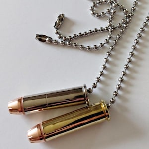 Real Bullet Ceiling Fan Pulls 357 Mag with Yellow and Nickel Plated Brass