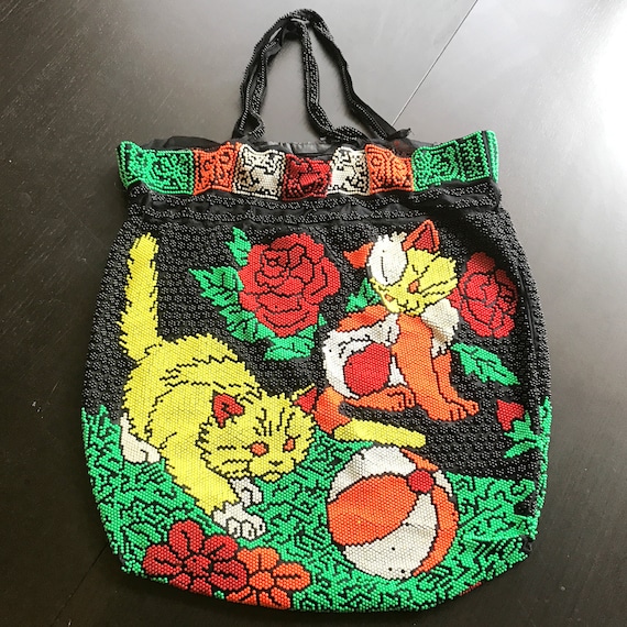 VTG Beaded Cat Bag