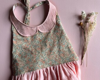 size 3T ready to ship lilou dress; pink gauze & vintage floral