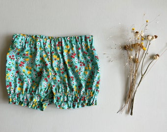 size 12-18m ready to ship aurelia bloomers in vintage turquoise floral