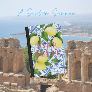 Sicilian Summer Ciao Bella Italian Tile Lemon Print Travel Passport Wallet Cover