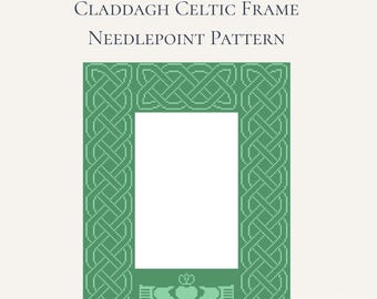 Claddagh Celtic Knot Needlepoint Frame Pattern (Digital Download)