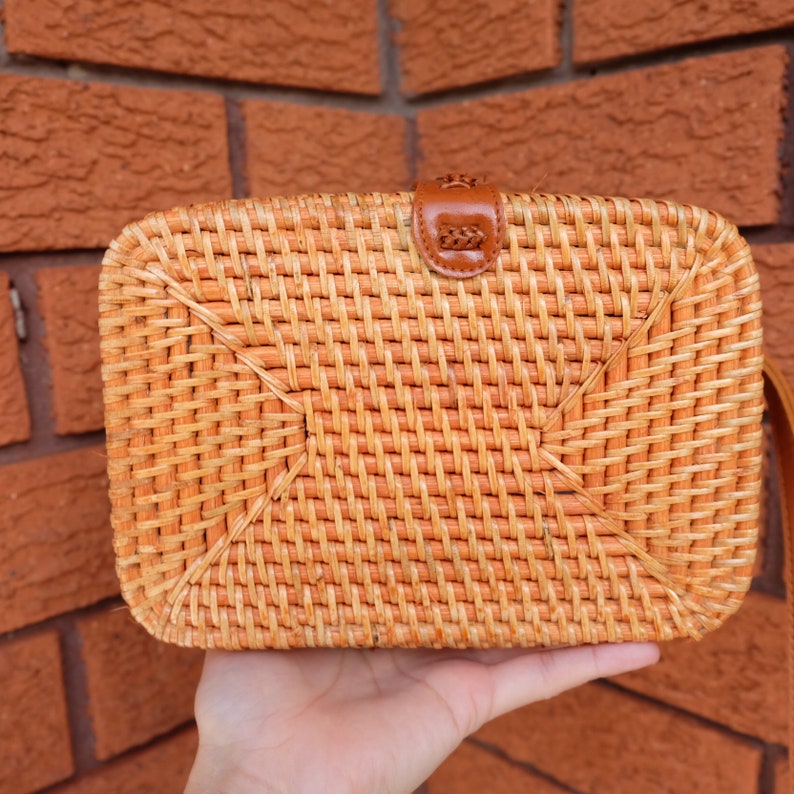 Rectangle Handwoven Bali Rattan Bag Etsy Ireland