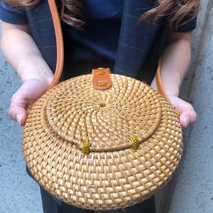 Handwoven Jug Rattan Bag Brown