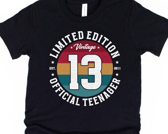 Official teenager shirt, retro 13th birthday shirt, 13th birthday gift for son, 13th birthday party shirts
