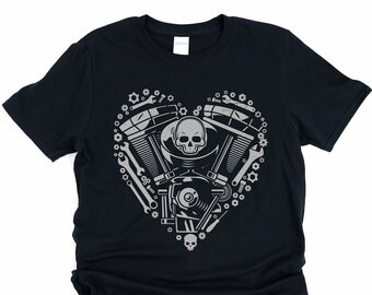 Motorcycle skull shirt, Motorcycle t shirt, motorcyclist gift, mechanic gifts for him, motorcycle lover gifts