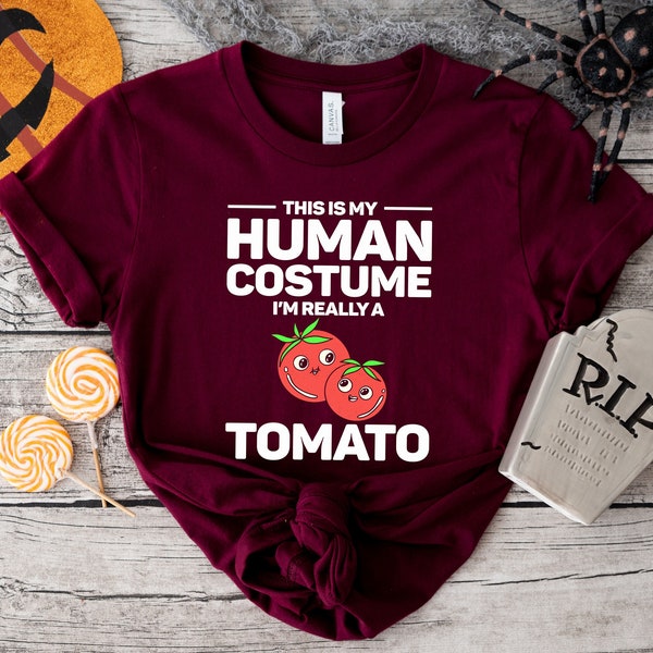 Chemise tomate, chemise légumes, chemise tomate halloween, Ceci est mon costume humain Je suis vraiment une tomate
