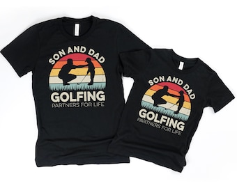 Dad and son golfing partners for life, golf shirts, matching dad and son shirts, golf gifts for men, golf player gifts