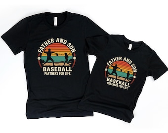 Matching father and son baseball partners for life shirts for father's day