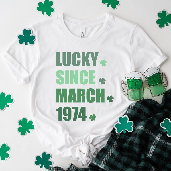Custom Personalized Saint Patricks day march birthday shirt, vintage 1973 birthday t shirt, St Patricks day 30th, 40th, 50th birthday gift