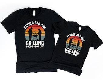 Matching father and son grilling buddies for life, matching father's day grilling shirts
