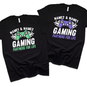 Gamer couple shirts, gaming couple gifts, gaming couple shirts, player 1 and player 2 personalized gamer shirts, valentines day gamer gift