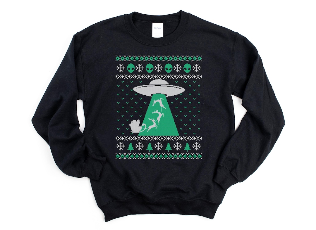 Alien Ugly Christmas Sweatshirt, Alien Sweater, Flying Saucer, Alien ...