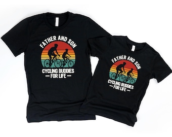 Father and son cycling buddies for life, cycling dad biker shirt