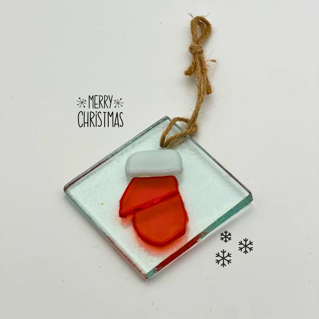Sakura Tova Handmade Glass Christmas Decorations Glass Santa Etsy